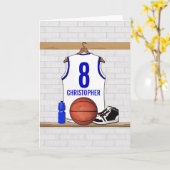 Personalisiert White and Blue Basketball Jersey Karte (Gelbe Blume)