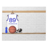 Personalisiert White and Blue Basketball Jersey Notizblock (Vorderseite)