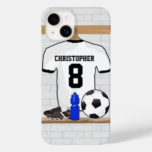 Personalisiert White Black Football Soccer Jersey Case-Mate iPhone Hülle