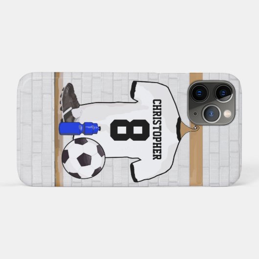 Personalisiert White Black Football Soccer Jersey Case-Mate iPhone Hülle (Rückseite (Horizontal))