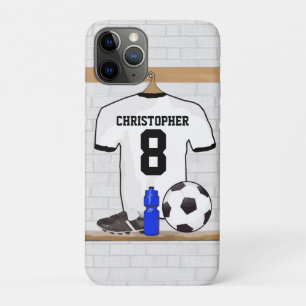 Personalisiert White Black Football Soccer Jersey Case-Mate iPhone Hülle