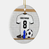 Personalisiert White Black Football Soccer Jersey Keramikornament (Rechts)