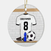 Personalisiert White Black Football Soccer Jersey Keramikornament (Links)