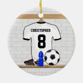 Personalisiert White Black Football Soccer Jersey Keramikornament (Hinten)