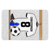 Personalisiert White Black Football Soccer Jersey Magnet (Horizontal)