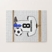 Personalisiert White Black Football Soccer Jersey Puzzle (Horizontal)