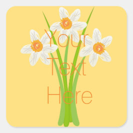 Personalisiert White Daffodils Gardener Florist Quadratischer Aufkleber