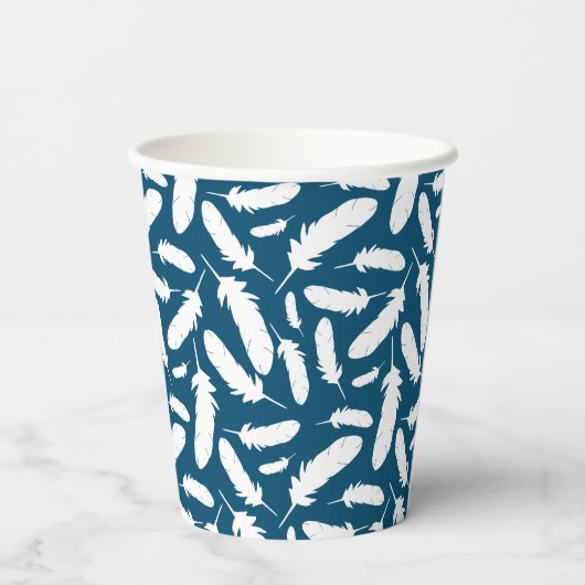Personalisiert-White Duck Illustration Navy Blue Pappbecher (Rückseite)