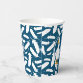 Personalisiert-White Duck Illustration Navy Blue Pappbecher (Rechts)