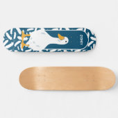 Personalisiert-White Duck Illustration Navy Blue Skateboard (Horizontal)