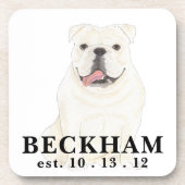Personalisiert White English Bulldog Getränkeuntersetzer (Vorderseite)