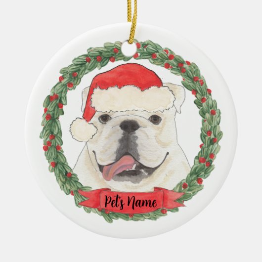Personalisiert White English Bulldog Keramik Ornament (Vorne)