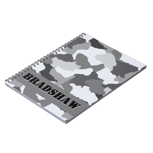 Personalisiert White Gray Camouflage Journal Notizblock (Linke Seite)