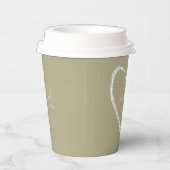 Personalisiert White Heart Brautparty Sage Green Pappbecher (Rechts)