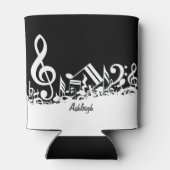 Personalisiert White Jumbled Musical Notes on Blac Dosenkühler (Rückseite)