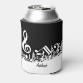 Personalisiert White Jumbled Musical Notes on Blac Dosenkühler (Kanne Rückseite)