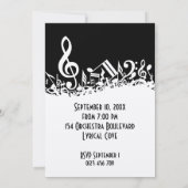 Personalisiert White Jumbled Musical Notes on Blac Einladung (Rückseite)