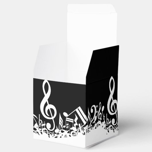 Personalisiert White Jumbled Musical Notes on Blac Geschenkschachtel (Geöffnet)