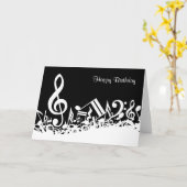 Personalisiert White Jumbled Musical Notes on Blac Karte (Gelbe Blume)