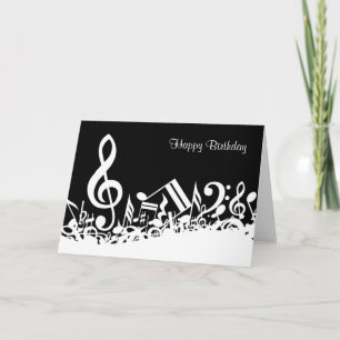 Personalisiert White Jumbled Musical Notes on Blac Karte