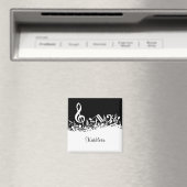 Personalisiert White Jumbled Musical Notes on Blac Magnet (In Situ (Geschirrspüler))