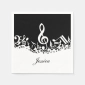 Personalisiert White Jumbled Musical Notes on Blac Serviette (Vorderseite)