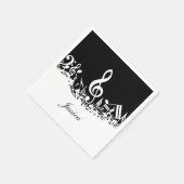 Personalisiert White Jumbled Musical Notes on Blac Serviette (Ecke)