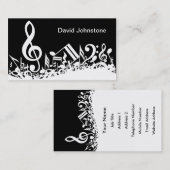 Personalisiert White Jumbled Musical Notes on Blac Visitenkarte (Vorne/Hinten)
