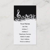 Personalisiert White Jumbled Musical Notes on Blac Visitenkarte (Rückseite)
