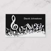 Personalisiert White Jumbled Musical Notes on Blac Visitenkarte (Vorderseite)