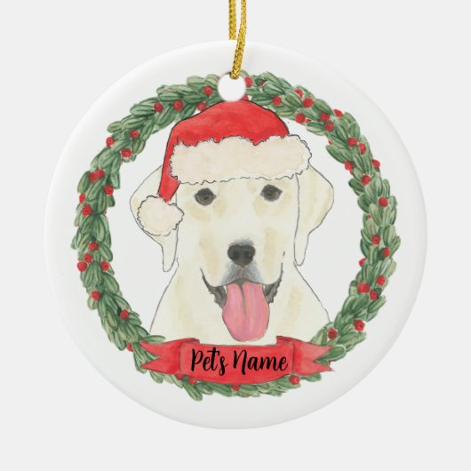 Personalisiert White Labrador Keramik Ornament (Vorne)