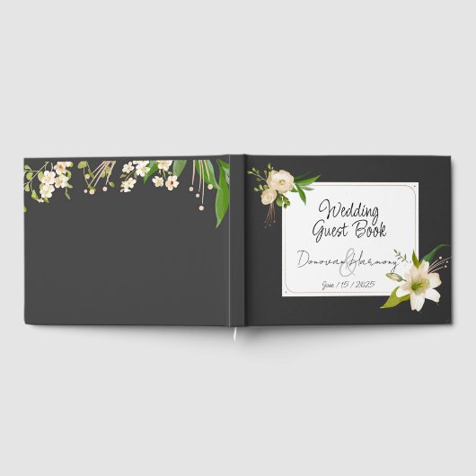 Personalisiert White Lilies Wedding Gästebuch (Voll)