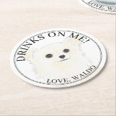 Personalisiert White Long Haired Chihuahua Wedding Runder Pappuntersetzer (Angewinkelt)