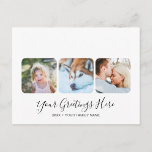 Personalisiert White Modern Greetings Cards 3 Foto Postkarte