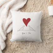 Personalisiert White Modern Love Birds Rotes Herz Kissen (Decke)