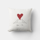 Personalisiert White Modern Love Birds Rotes Herz Kissen (Vorderseite)