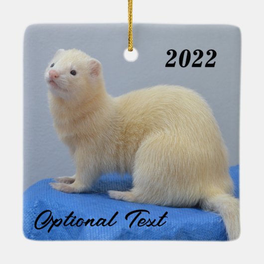 Personalisiert White Pet Ferret Keramikornament (Rückseite)