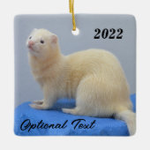 Personalisiert White Pet Ferret Keramikornament (Vorderseite)