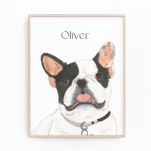 Personalisiert White Pied Frenchie French Bulldog Fotodruck
