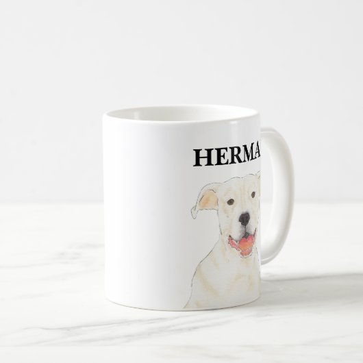 Personalisiert White Pitbull Staffy Dog Kaffeetasse (VorderseiteRechts)