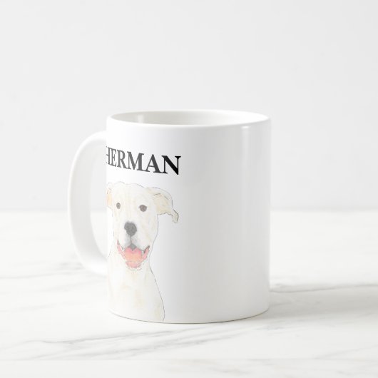 Personalisiert White Pitbull Staffy Dog Kaffeetasse (Vorderseite Links)