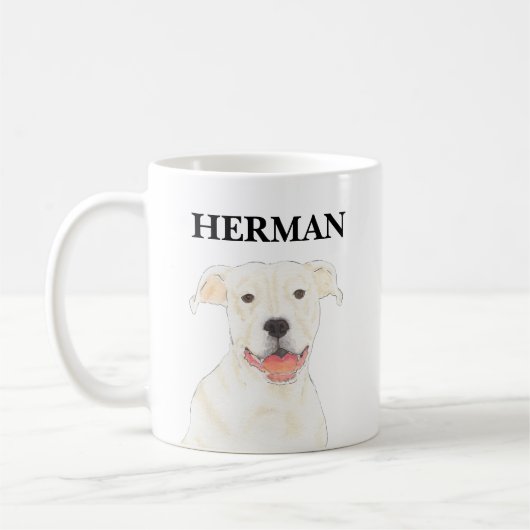 Personalisiert White Pitbull Staffy Dog Kaffeetasse (Links)