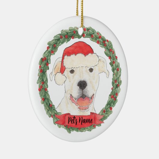 Personalisiert White Pitbull Staffy Keramik Ornament (Rechts)