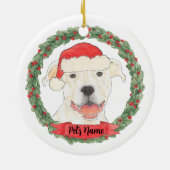 Personalisiert White Pitbull Staffy Keramik Ornament (Hinten)