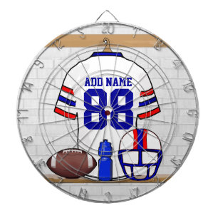 Personalisiert White Red Blue Football Jersey Dartscheibe