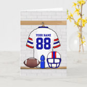 Personalisiert White Red Blue Football Jersey Karte (Gelbe Blume)