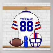 Personalisiert White Red Blue Football Jersey Poster (Vorne)