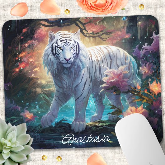 Personalisiert White Tiger Mousepad
