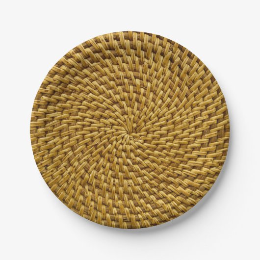 Personalisiert Wicker Look Bohemisch Boho Papierta Pappteller (Vorderseite)