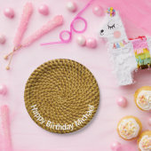 Personalisiert Wicker Look Bohemisch Boho Pappteller (Party)